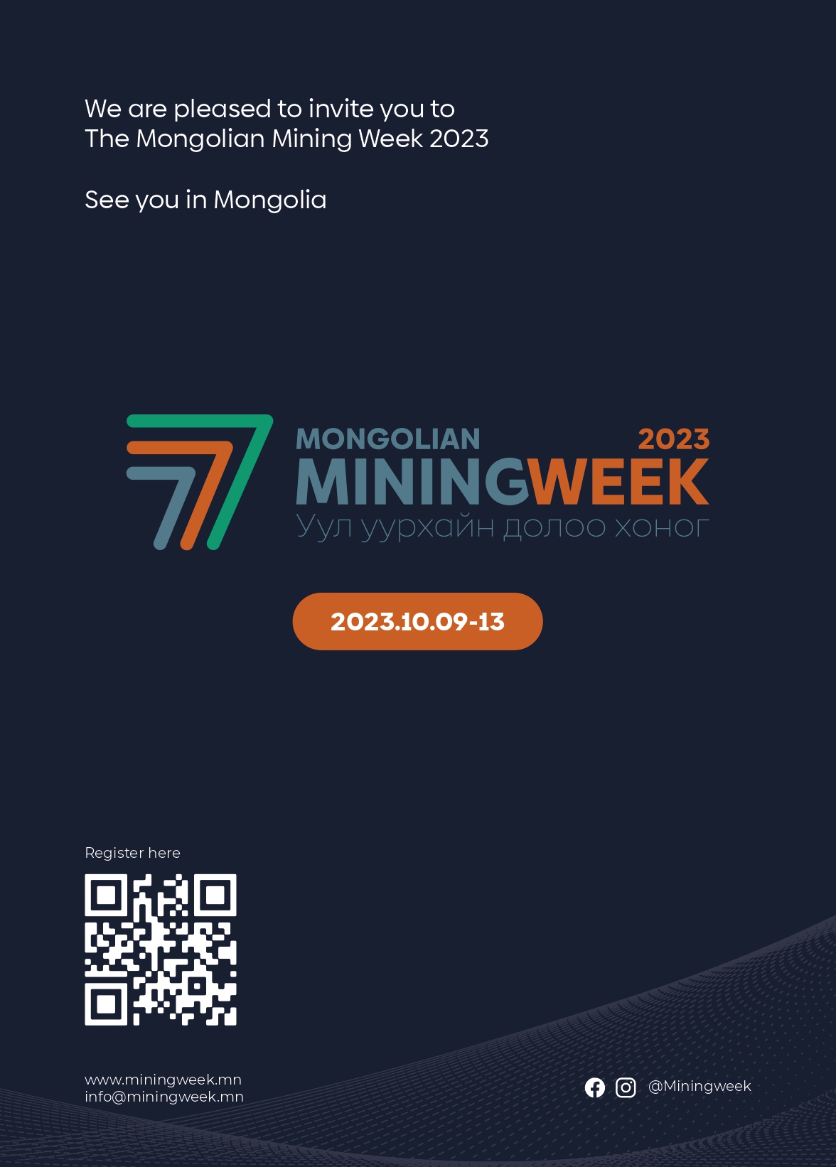 WE ARE PLEASED TO INVITE YOU TO THE MONGOLIAN MINING WEEK 2023